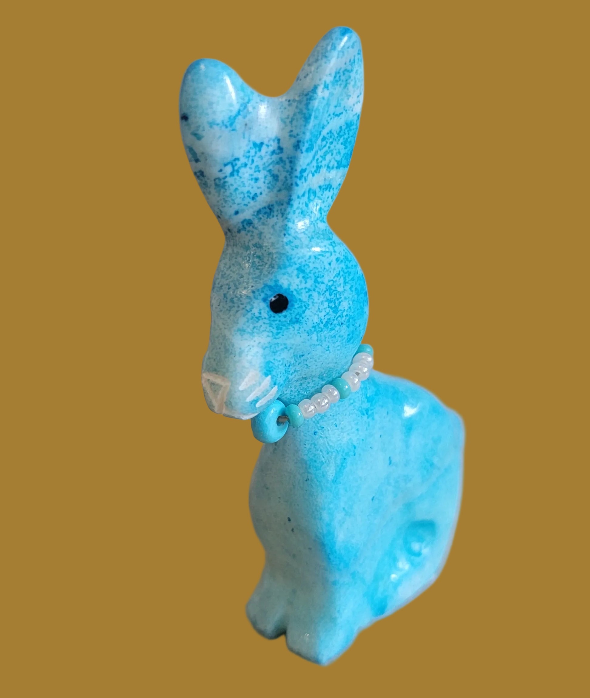 Easter Egg Dyed Blue Marble Bunny Zuni Fetish