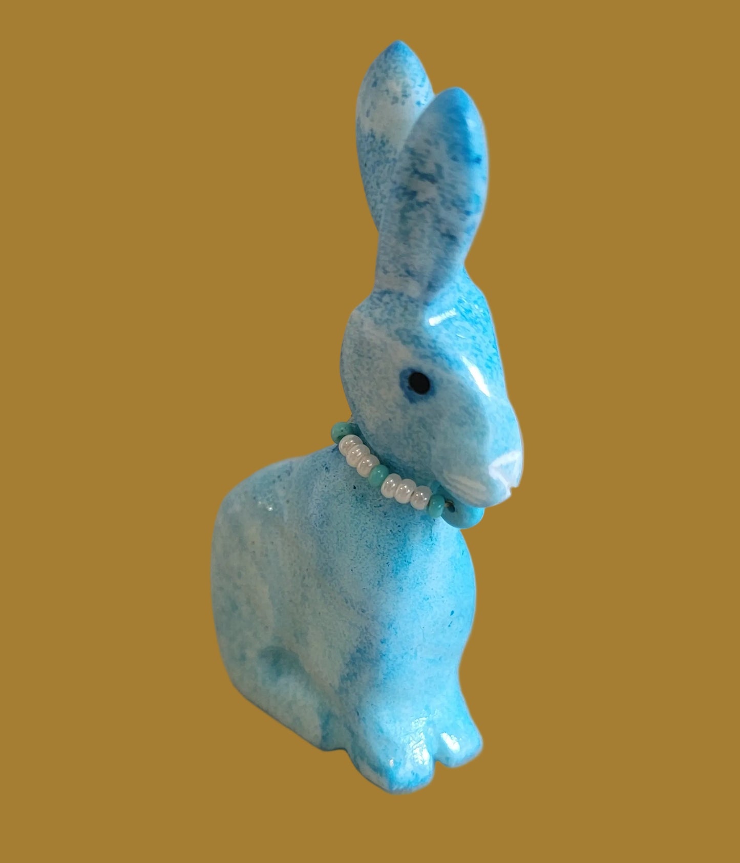 Easter Egg Dyed Blue Marble Bunny Zuni Fetish