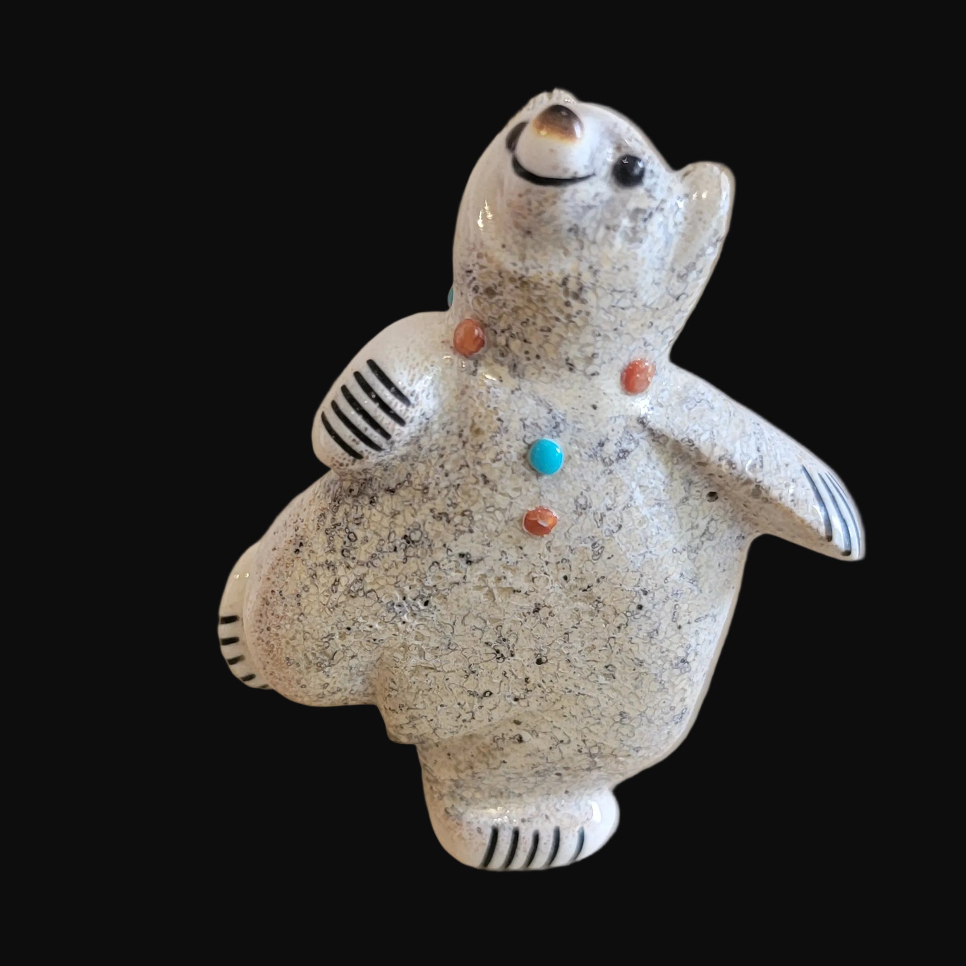 Adorable Antler Balancing Bear Zuni Fetish