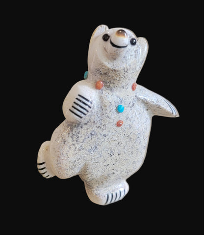 Adorable Antler Balancing Bear Zuni Fetish