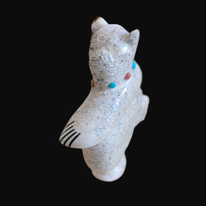 Adorable Antler Balancing Bear Zuni Fetish