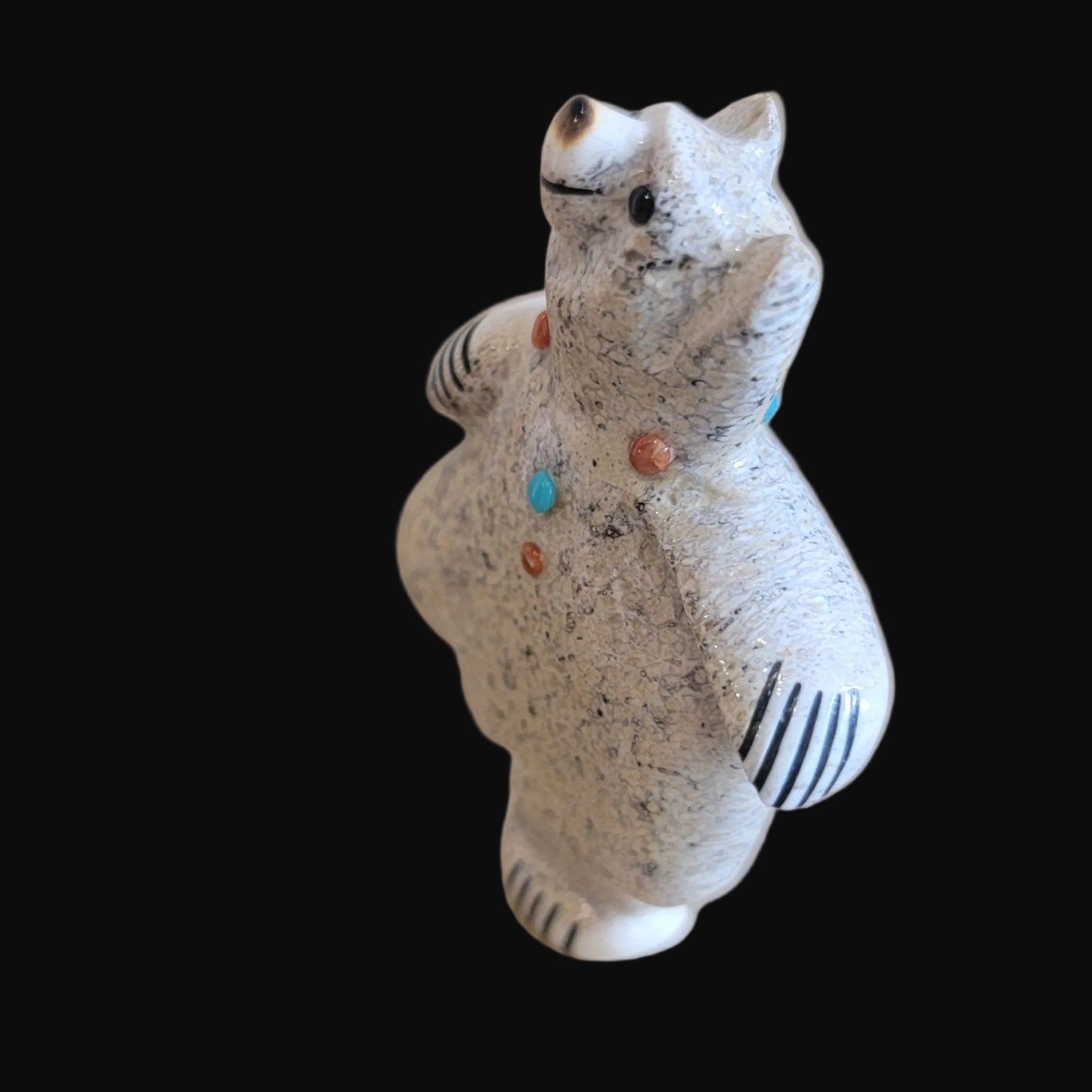 Adorable Antler Balancing Bear Zuni Fetish