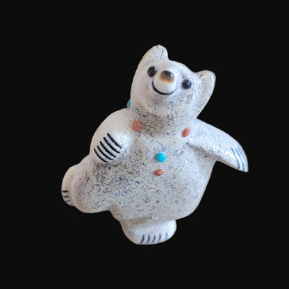 Adorable Antler Balancing Bear Zuni Fetish