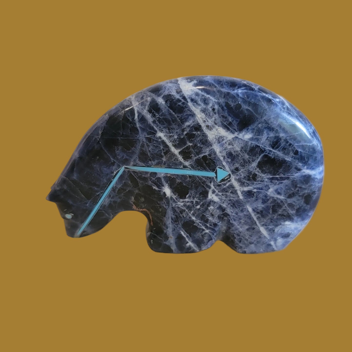 Powerful Sodalite Medicine Bear w/Heartline Zuni Fetish
