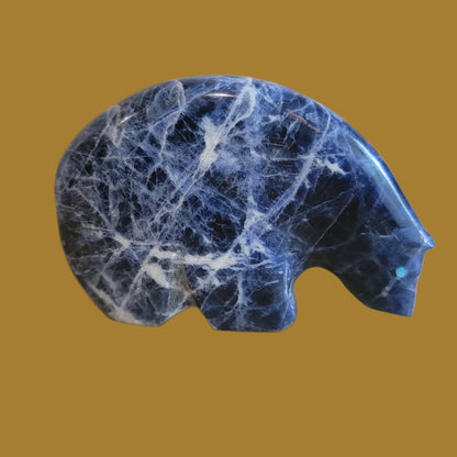 Powerful Sodalite Medicine Bear w/Heartline Zuni Fetish