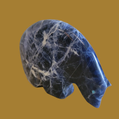 Powerful Sodalite Medicine Bear w/Heartline Zuni Fetish