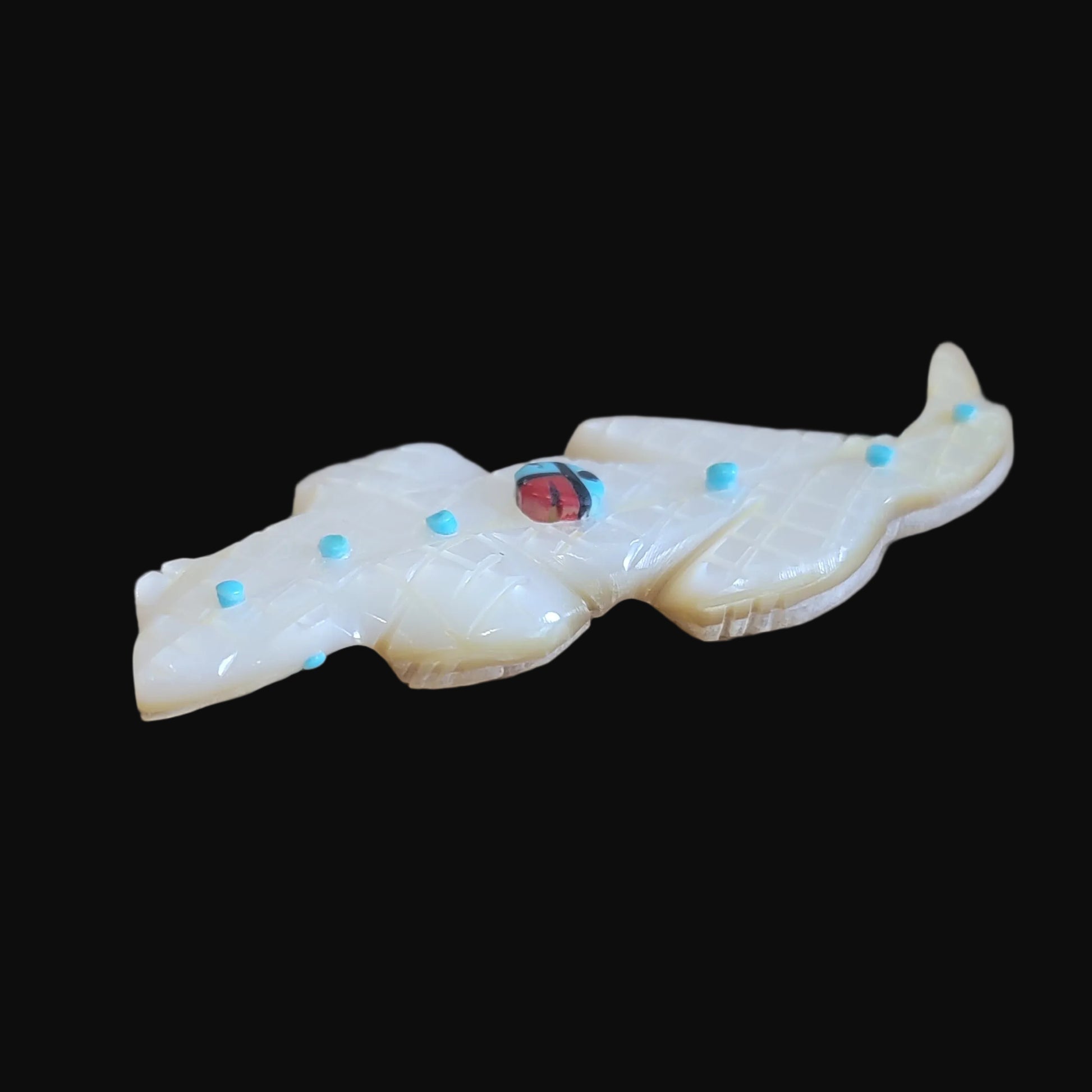 Mother of Pearl Shell Lizard w/ Sun Symbol Zuni Fetish