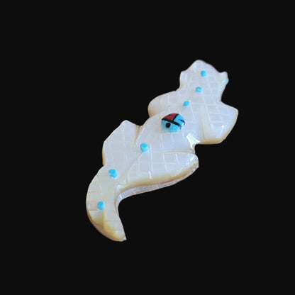 Mother of Pearl Shell Lizard w/ Sun Symbol Zuni Fetish