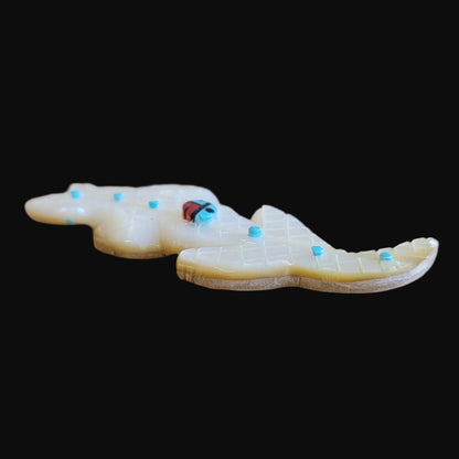 Mother of Pearl Shell Lizard w/ Sun Symbol Zuni Fetish
