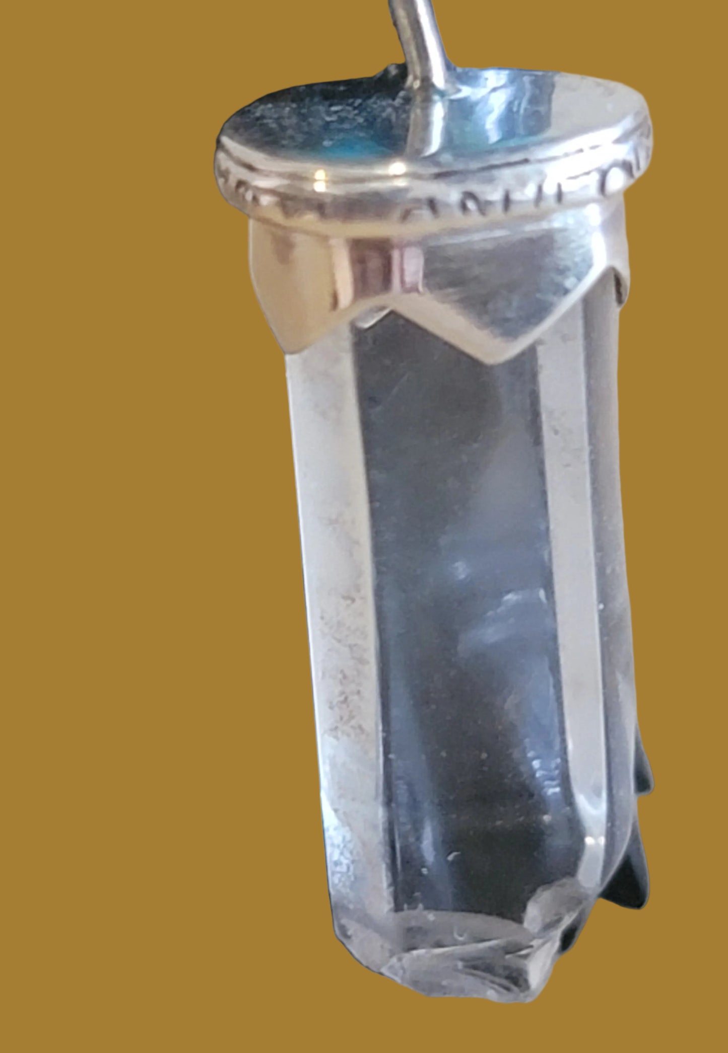 Wise Elder Raven w/Crystal and Sterling Silver Necklace Zuni Fetish
