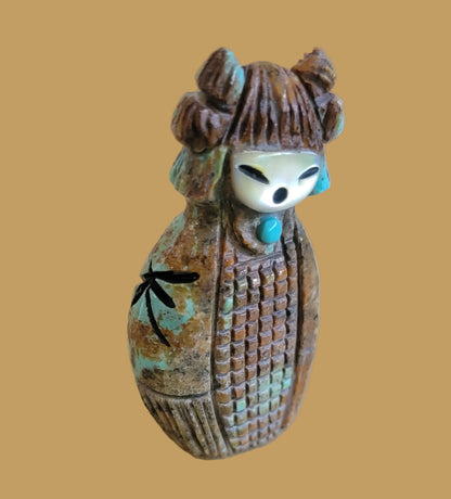 Beautiful Turquoise Double Sided Corn/Butterfly Zuni Maiden Zuni Fetish