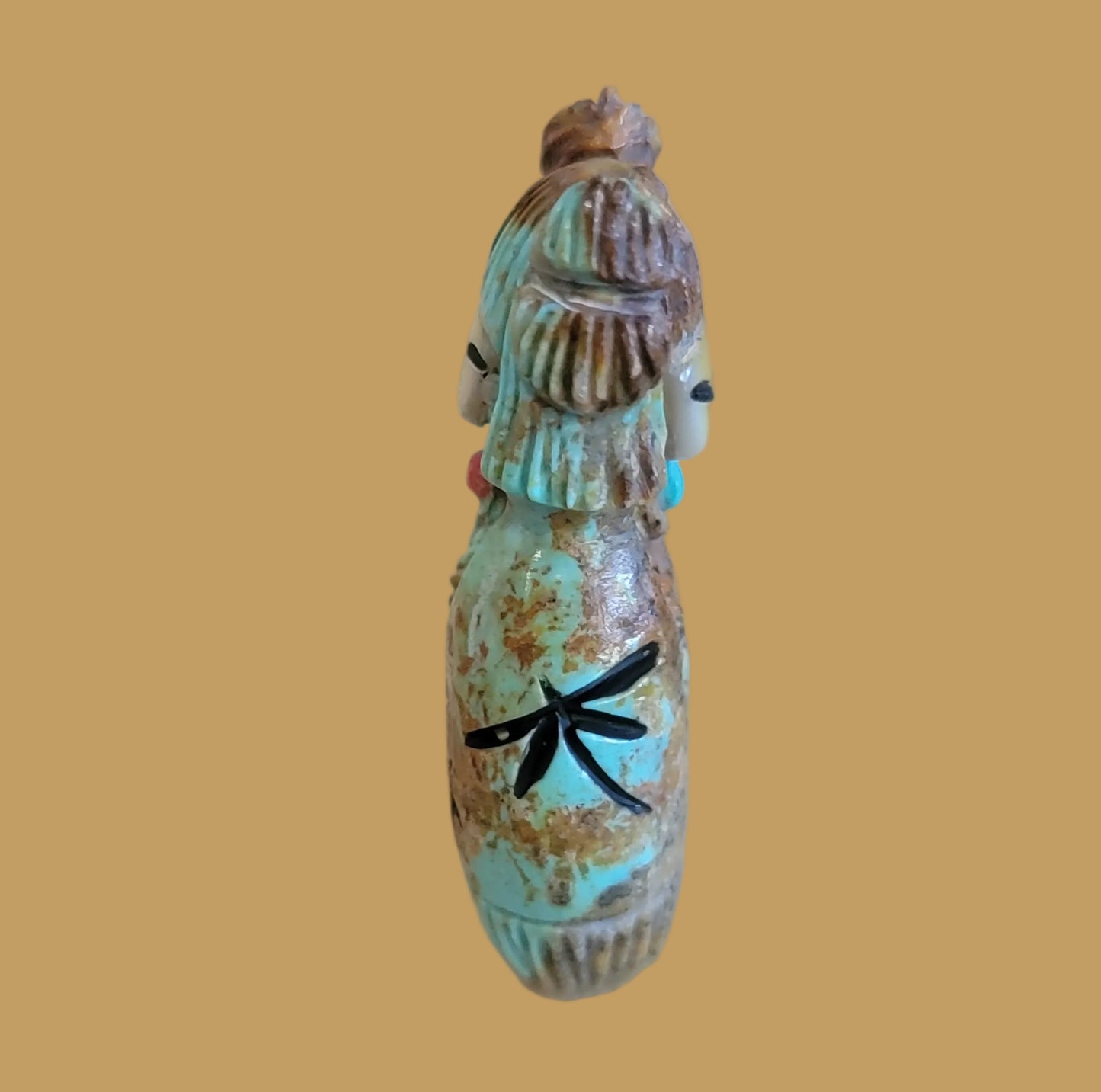 Beautiful Turquoise Double Sided Corn/Butterfly Zuni Maiden Zuni Fetish