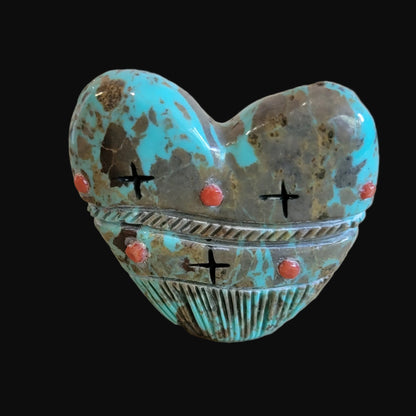 Exquisite Turquoise Heart Shaped Double Zuni Maiden's Zuni Fetish