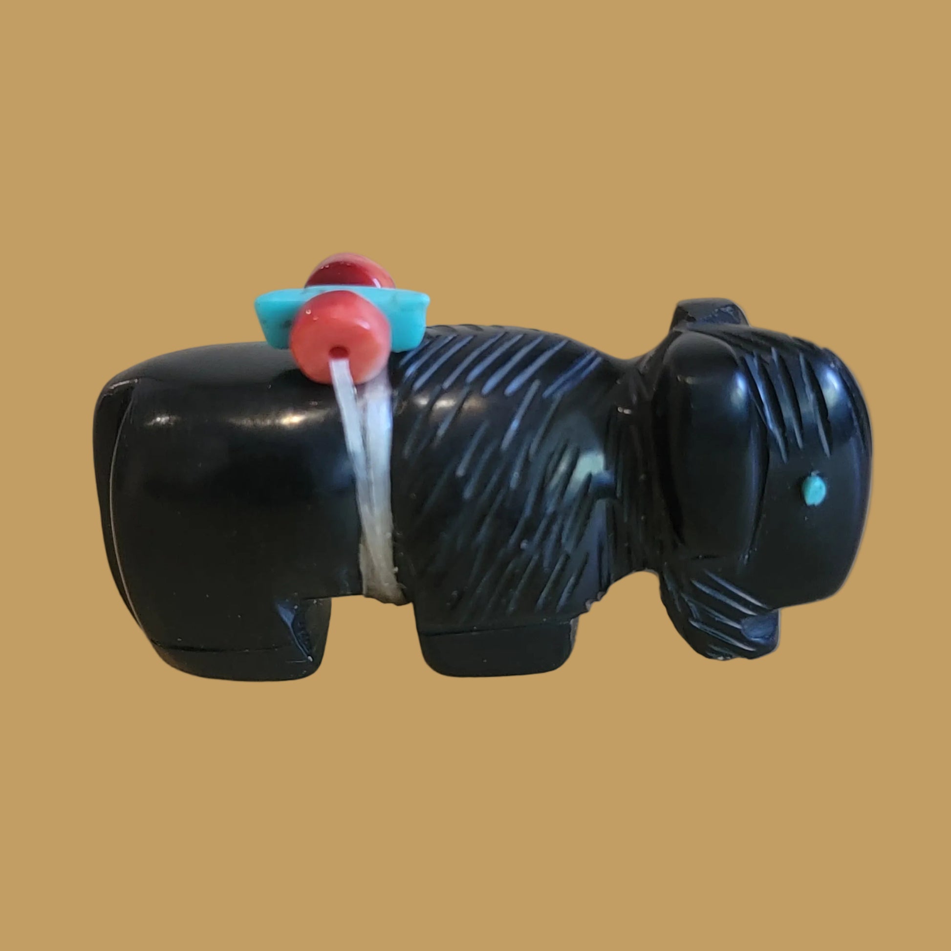 Black Jet Bison/ Buffalo Zuni Fetish