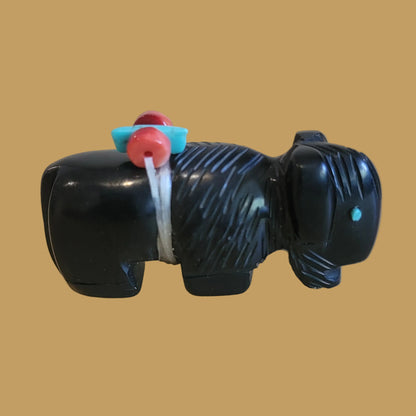 Black Jet Bison/ Buffalo Zuni Fetish
