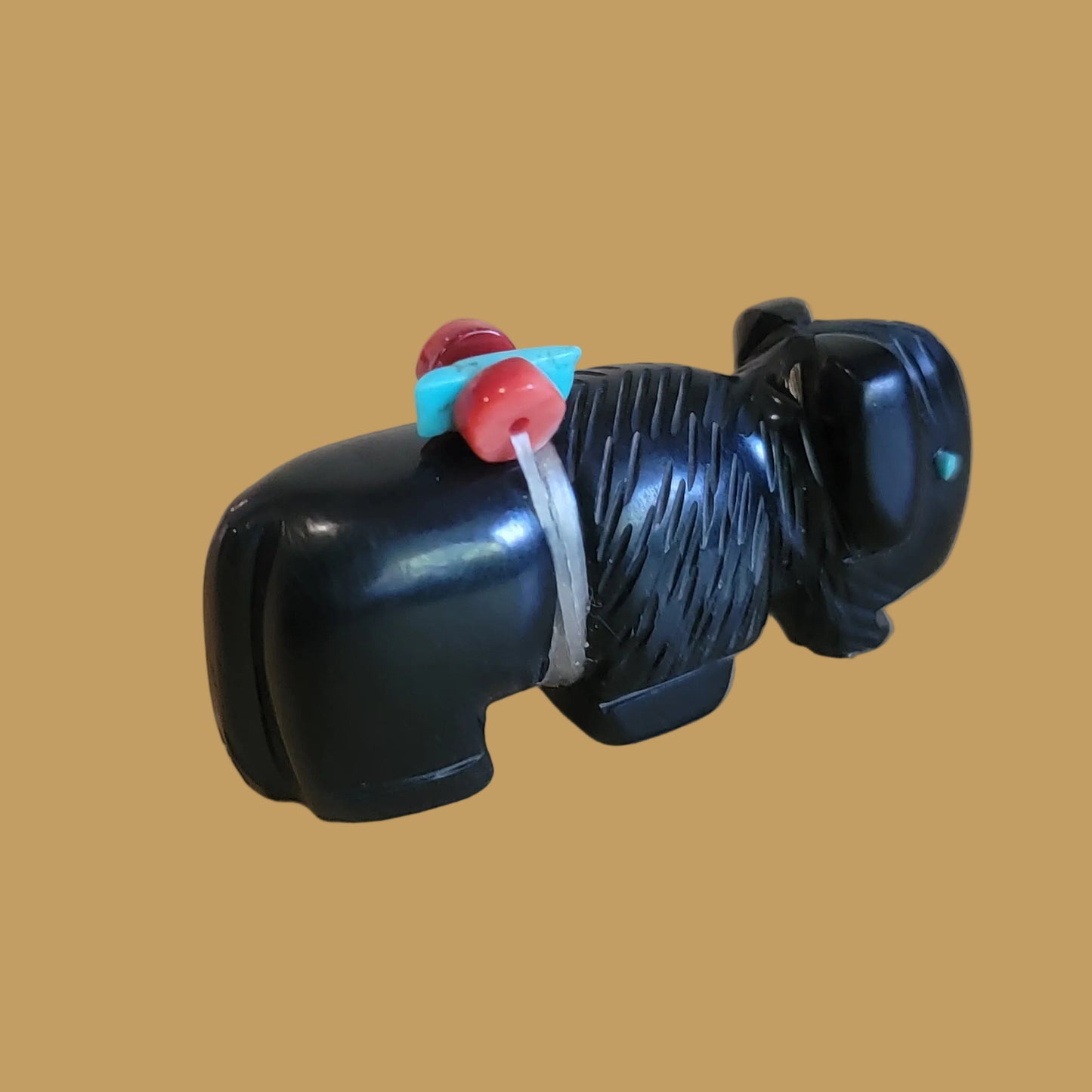 Black Jet Bison/ Buffalo Zuni Fetish