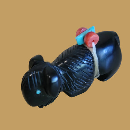 Black Jet Bison/ Buffalo Zuni Fetish