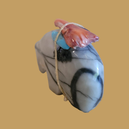 Picasso Marble Bear w/ Pack Zuni Fetish