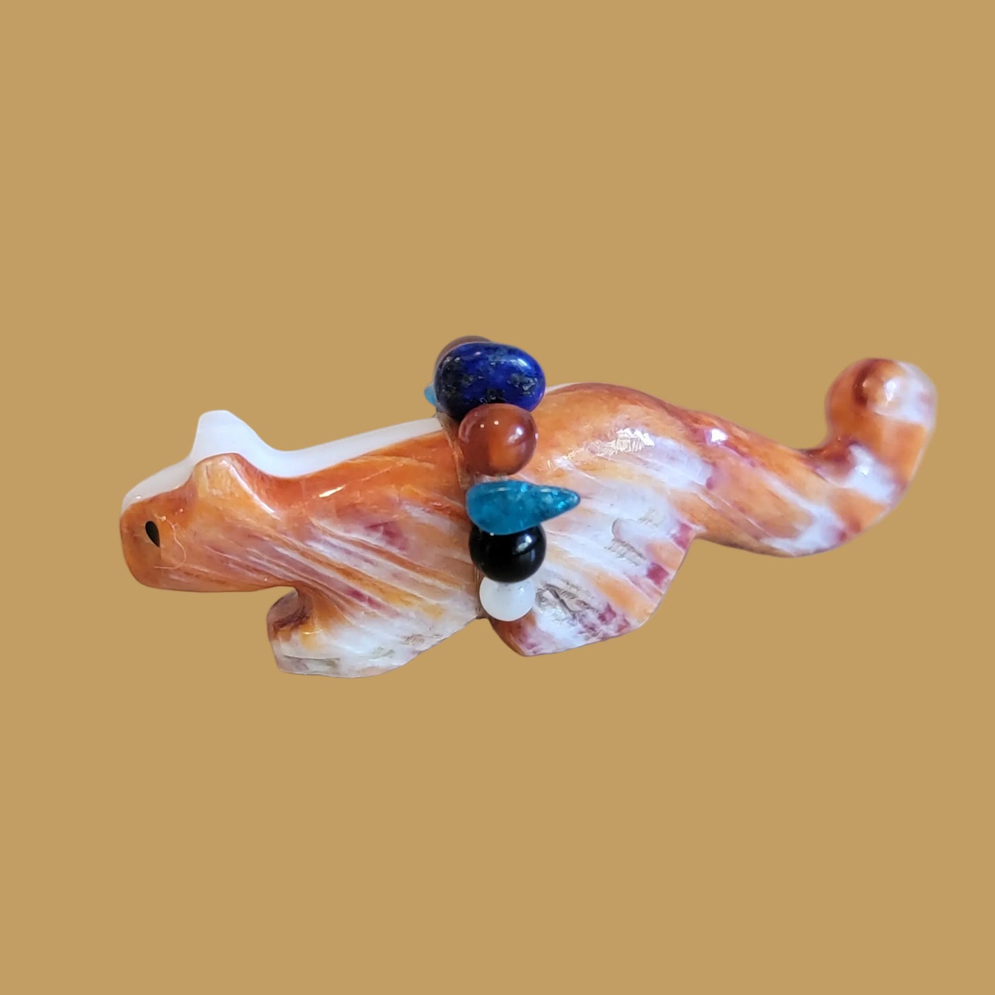 Orange Spiny Oyster Shell Zuni Fetish Mountain Lion