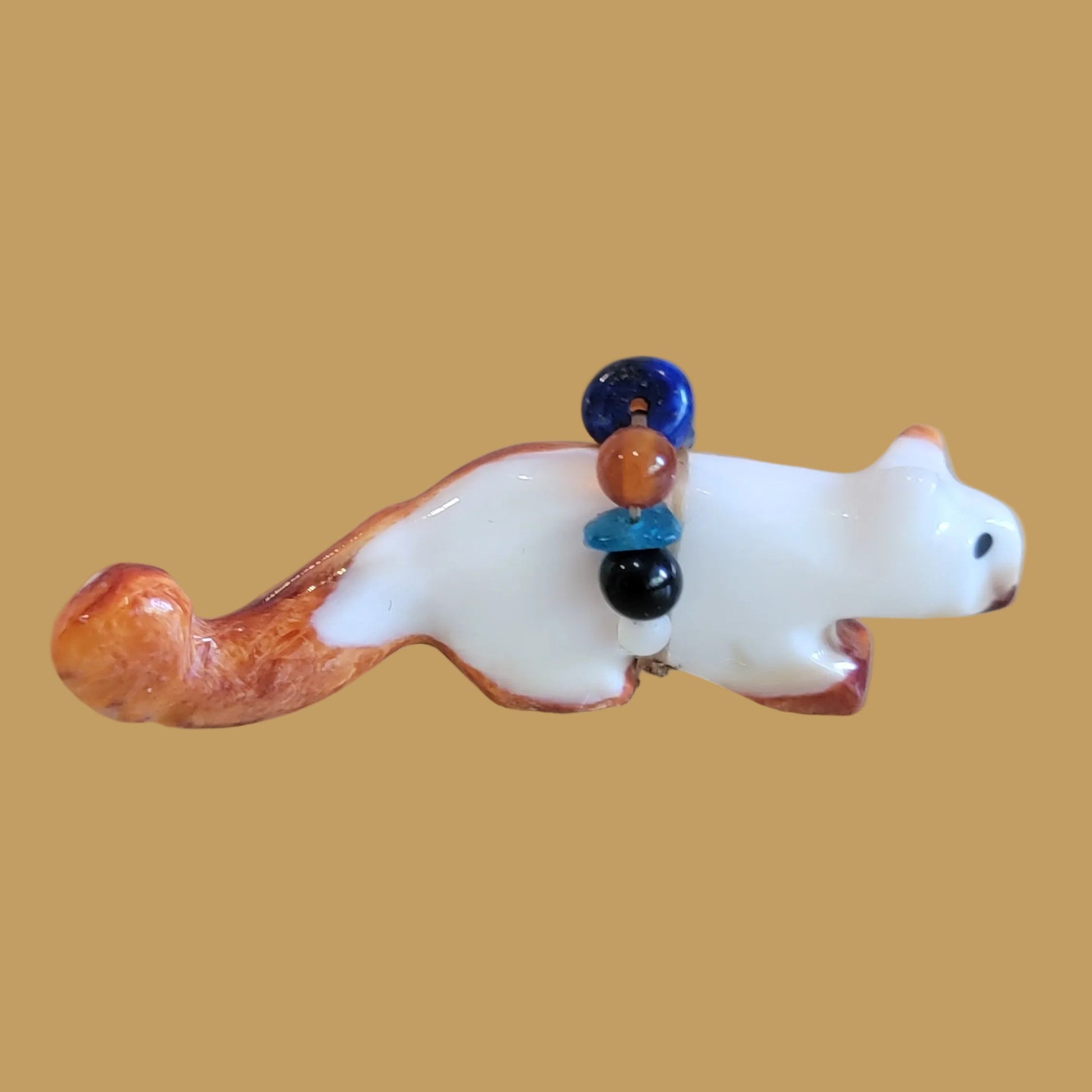 Orange Spiny Oyster Shell Zuni Fetish Mountain Lion