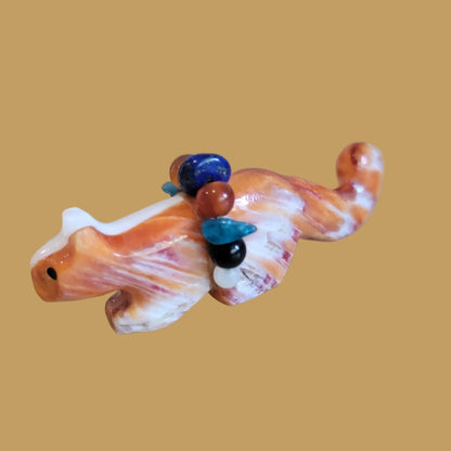 Orange Spiny Oyster Shell Zuni Fetish Mountain Lion