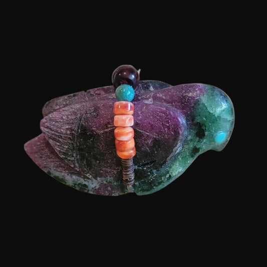 Ruby in Zoesite Messenger Bird w/Colorful Offering Zuni Fetish