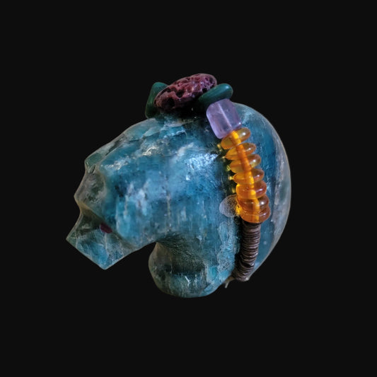 Powerful and Beautiful Apatite Bear w/ Gemstone Bundle Zuni Fetish