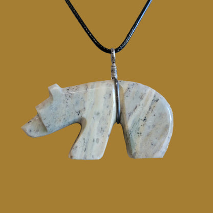 Serpentine Zuni Fetish Bear Pendant Indian Jewelry