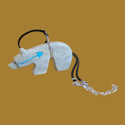 Poweful Zuni Fetish Bear Pendant Indian Jewelry