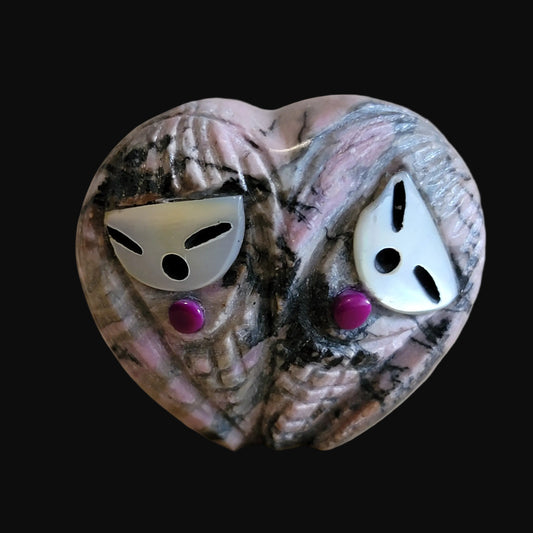 Rhodonite Heart Shaped Double Zuni Maidens Zuni Fetish
