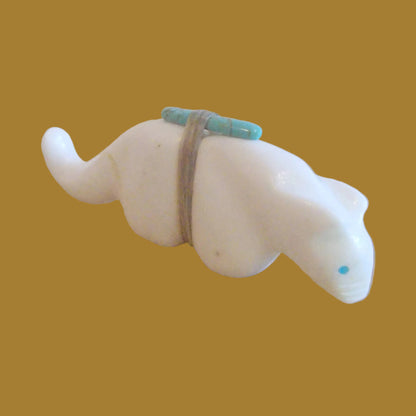 White Marble Mountain Lion Zuni Fetish