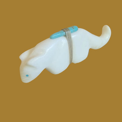 White Marble Mountain Lion Zuni Fetish