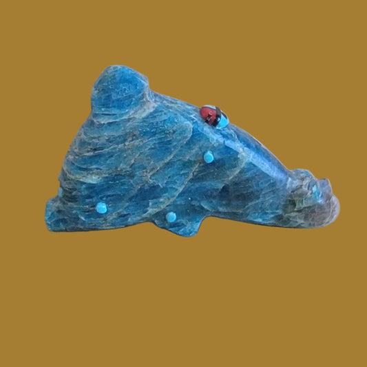Blue Optic Porpoise w/Zuni Sun Zuni Fetish
