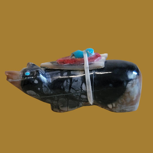 Powerful and Petty Picasso Marble Zuni Fetish Bear