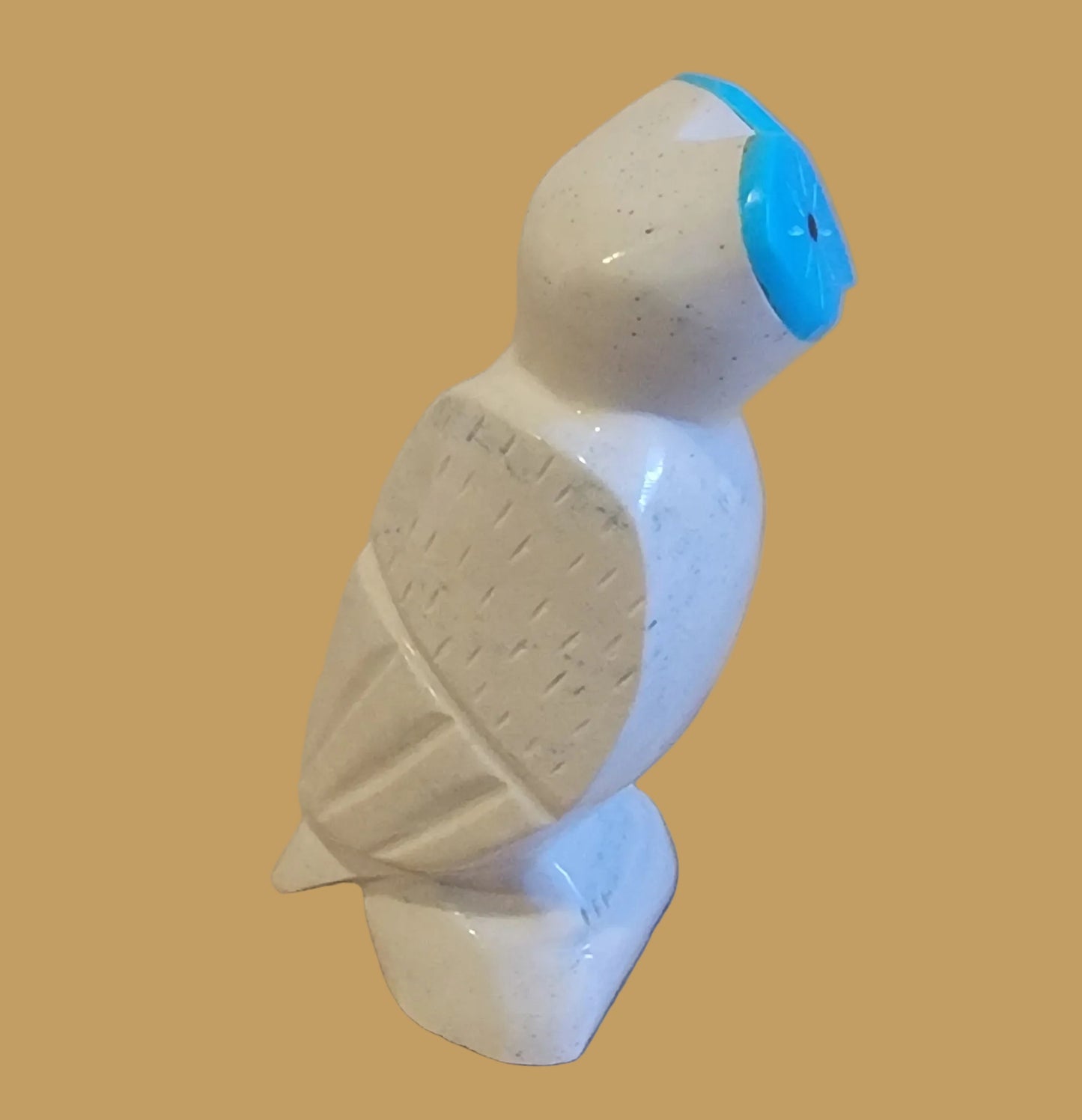 Serpentine Owl w/ Turquoise Heart Shaped Face Zuni Fetish