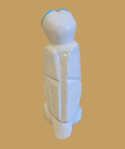 Serpentine Owl w/ Turquoise Heart Shaped Face Zuni Fetish