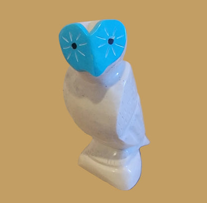 Serpentine Owl w/ Turquoise Heart Shaped Face Zuni Fetish