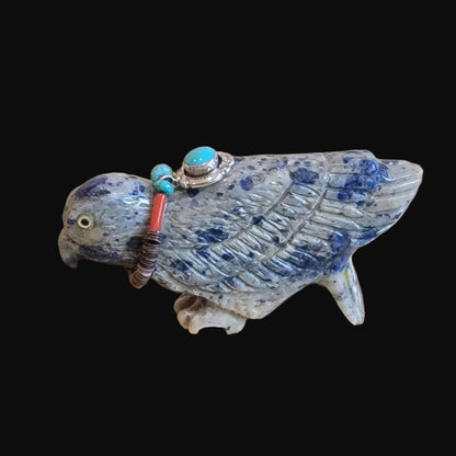 Sodalite Hawk w/ Fabulous Sterling and Turquoise Bundle Zuni Fetish
