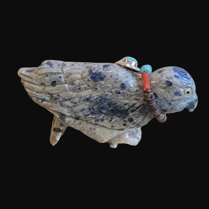 Sodalite Hawk w/ Fabulous Sterling and Turquoise Bundle Zuni Fetish