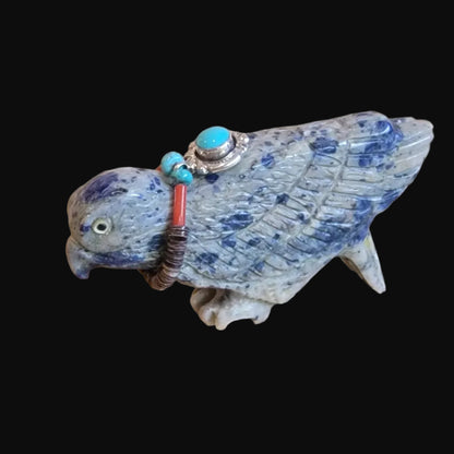 Sodalite Hawk w/ Fabulous Sterling and Turquoise Bundle Zuni Fetish