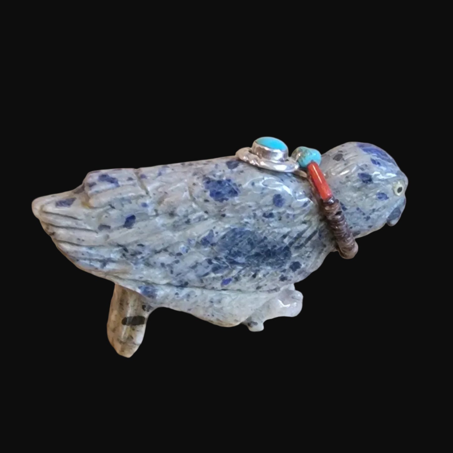 Sodalite Hawk w/ Fabulous Sterling and Turquoise Bundle Zuni Fetish
