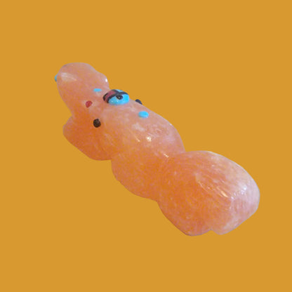 Orange Alabaster Squirrel Zuni Fetish w/ Zuni Sun