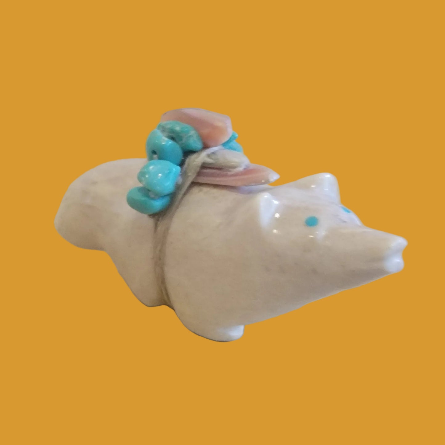 Serpentine Wolf w/ Fancy Turquoise Nugget Bundle Zuni Fetish