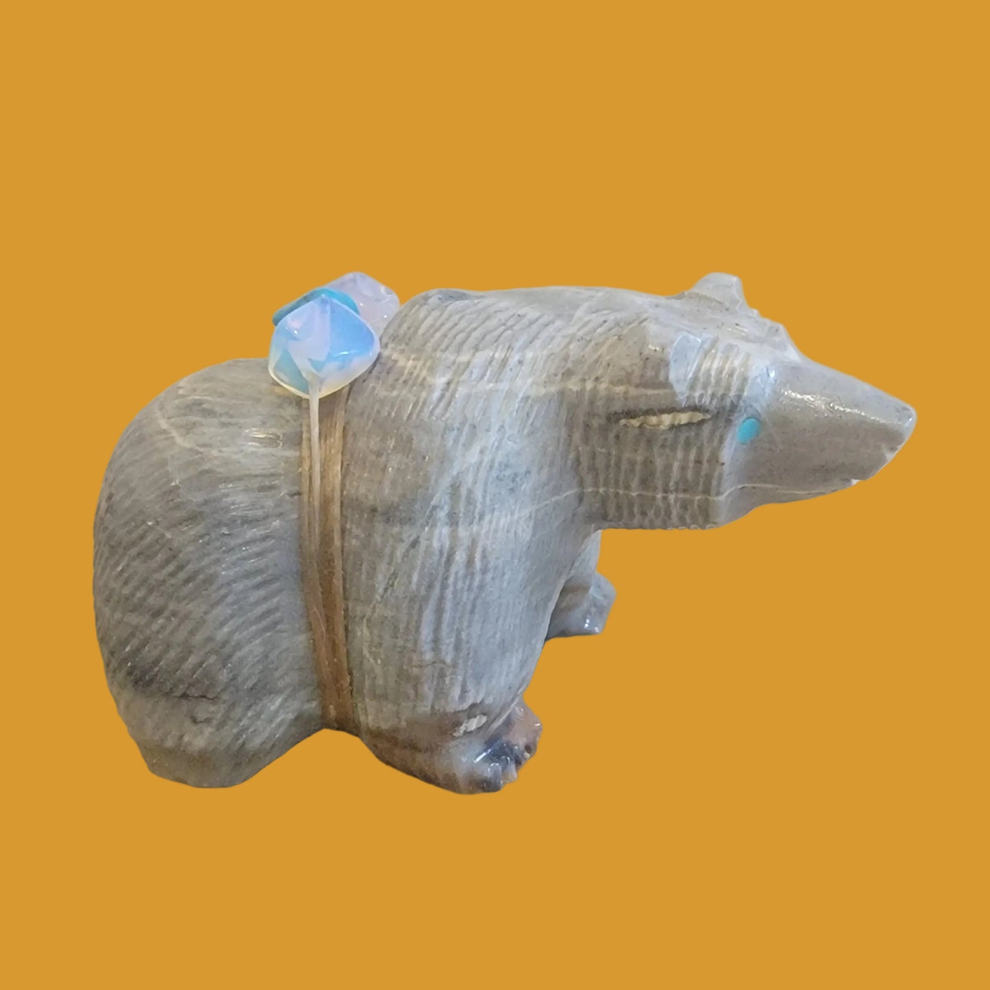 Pretty Picasso Marble Bear w/ Opalite Crystal Pack Zuni Fetish