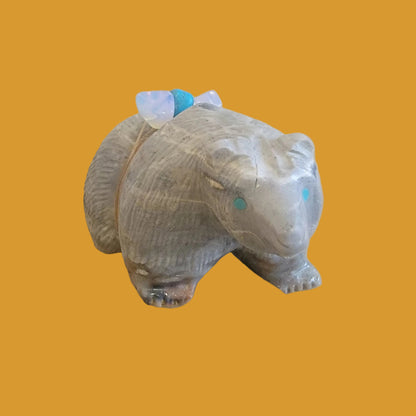 Pretty Picasso Marble Bear w/ Opalite Crystal Pack Zuni Fetish