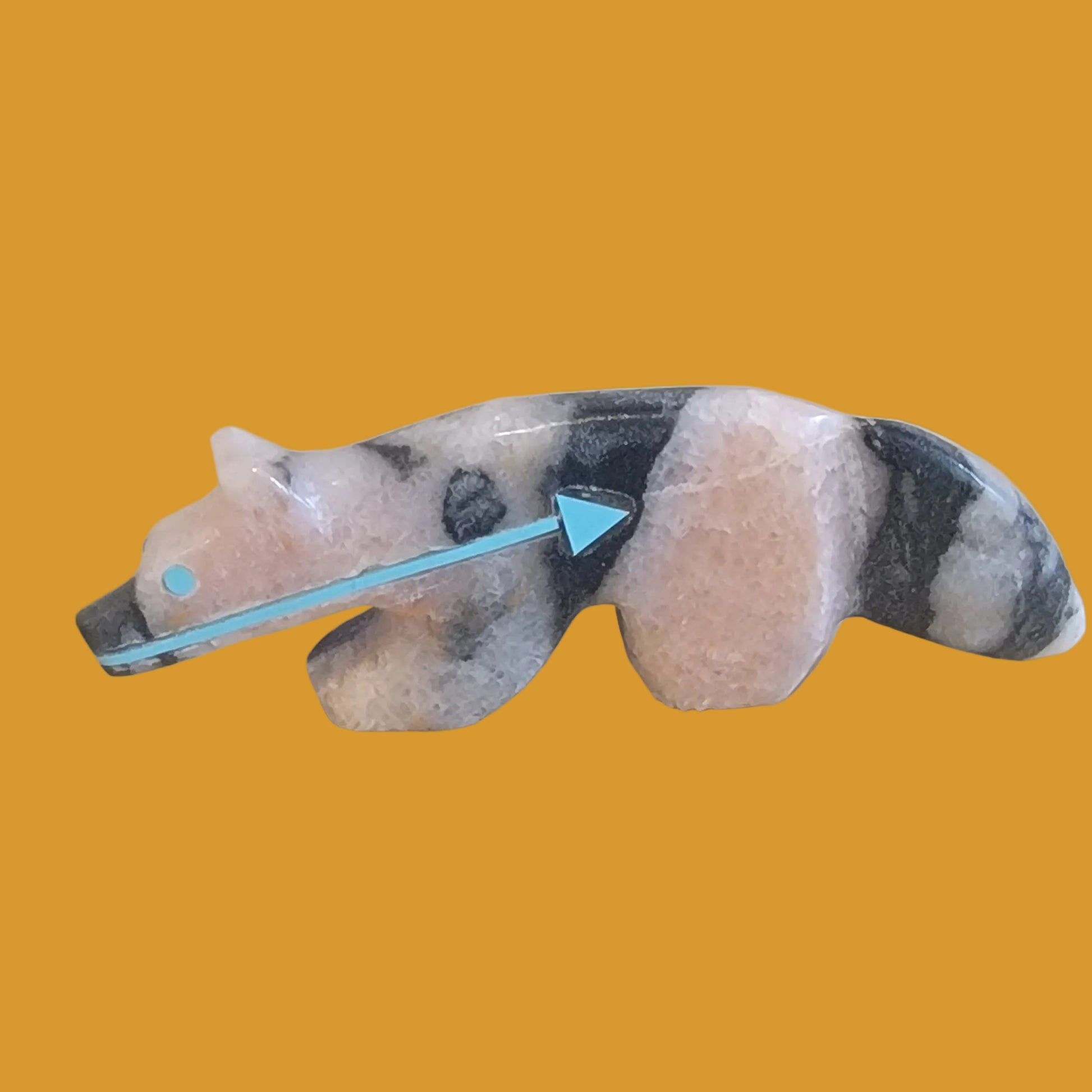 Pink Zebra Stone Wolf w/ Heartline Zuni Fetish