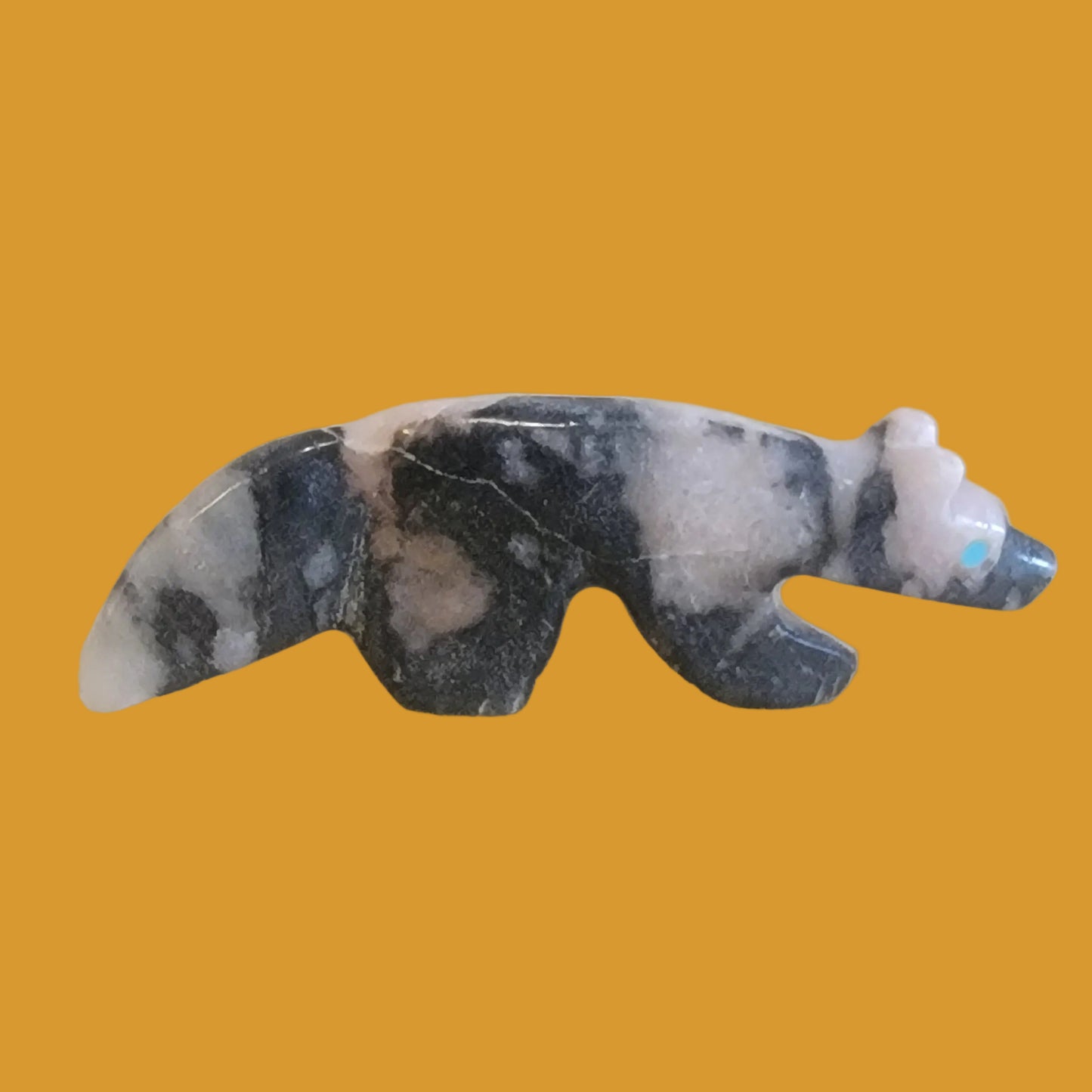 Pink Zebra Stone Wolf w/ Heartline Zuni Fetish