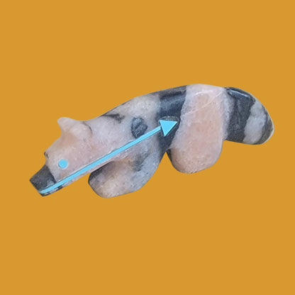 Pink Zebra Stone Wolf w/ Heartline Zuni Fetish