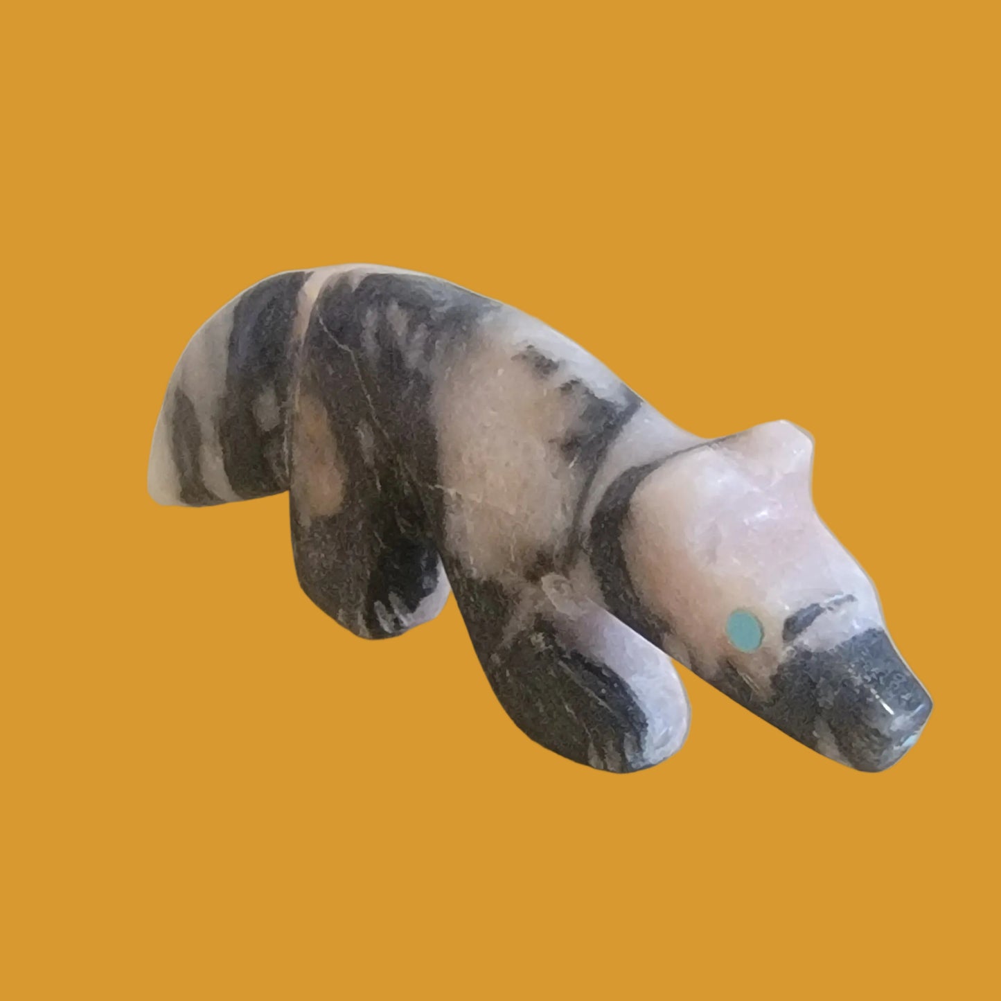 Pink Zebra Stone Wolf w/ Heartline Zuni Fetish