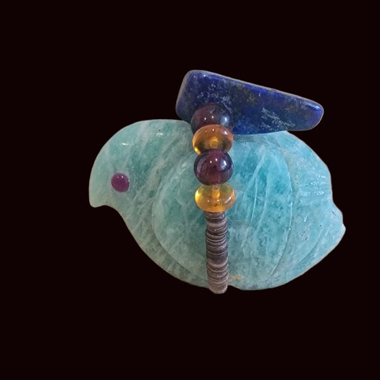Colorful Amazonite Messenger Bird Zuni Fetish